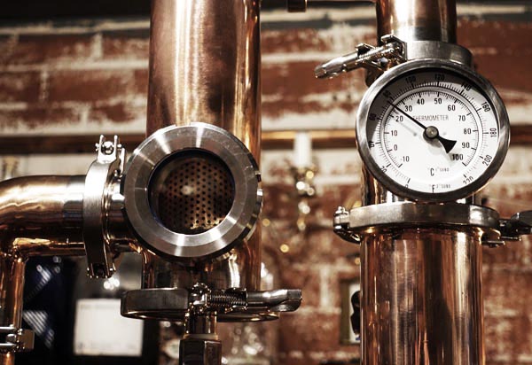 The temperature gauges from our large copper alcohol still