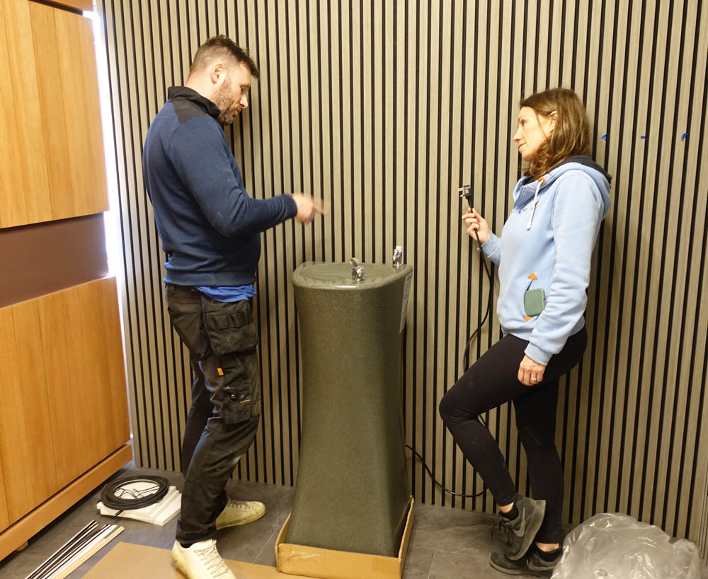 Great discussions ensued following the delivery of the water fountain