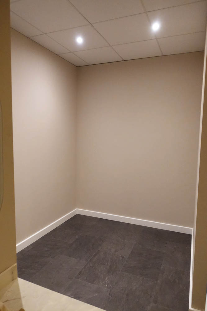 The changing rooms area awaiting cubicle install
