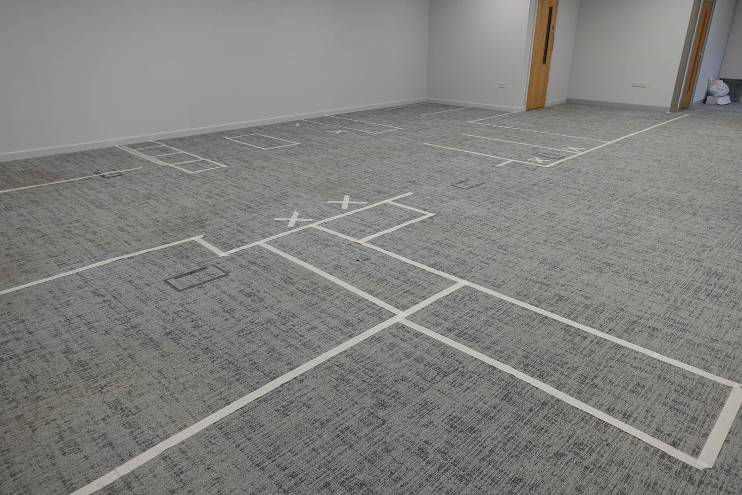 More masking tape on floor to visualise layout